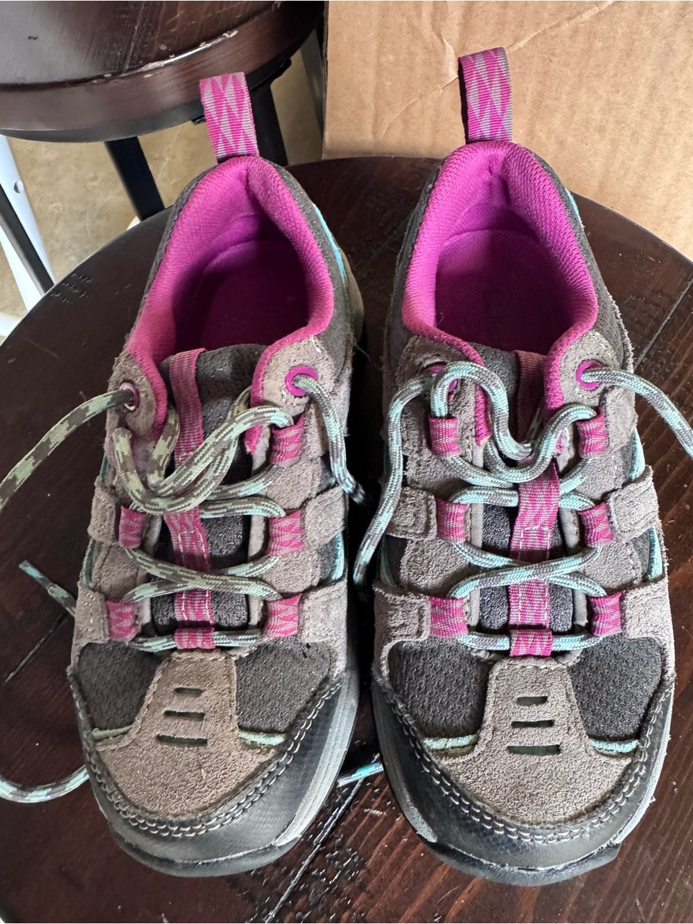 Kids Gray and Pink Active Lace-Up Hiking Boots